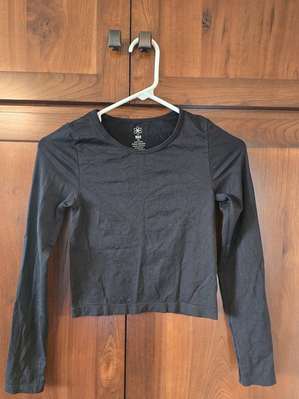 Aura Black Long Sleeve Tee Crop Top